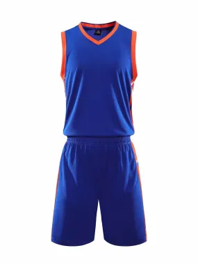 1 Set Mens Basketball Jersey and Shorts Team Uniform Sportswear, blue,2XL