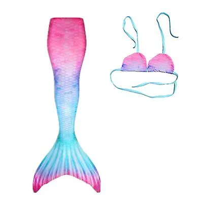 2pcs/set Girls Mermaid Tail Swimsuit Children Mermaid Cosplay Costume Fantasy Beach Bikini D1