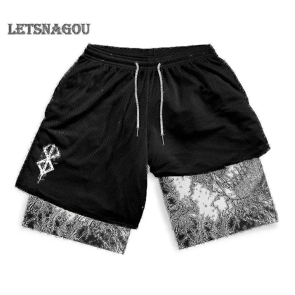 Anime Gym Shorts Men Women Berserk Manga 3d Print 2 In 1 Performance Shorts Workout Summer Quick Dry Compressionshort Pants