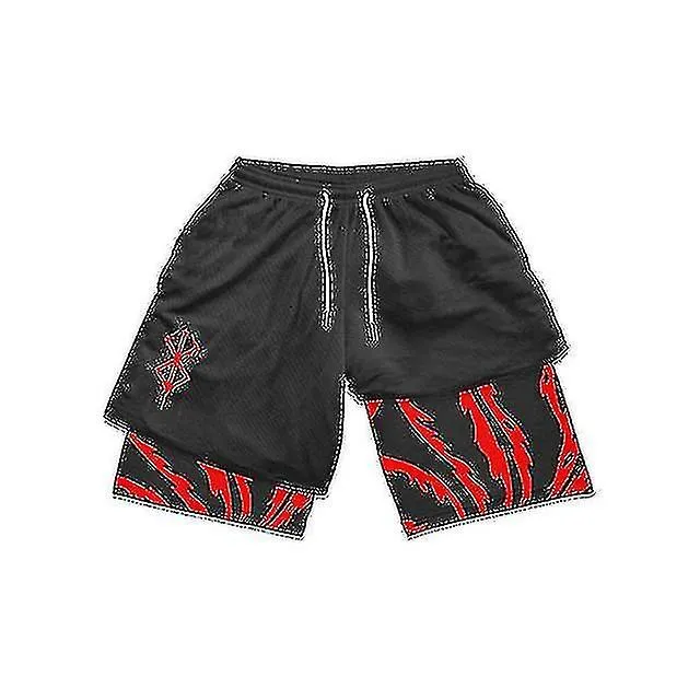 Anime Gym Shorts Men Women Berserk Manga 3d Print 2 In 1 Performance Shorts Workout Summer Quick Dry Compressionshort Pants