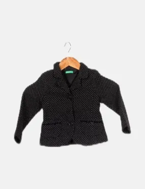 Benetton Blazer negra estampado dots