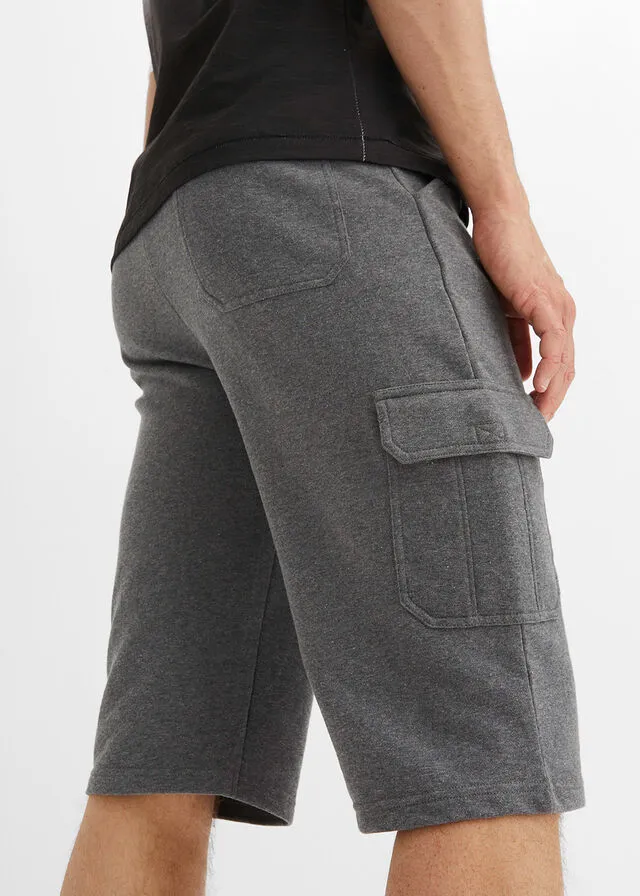 Bermudas de chándal largas, con bolsillos cargo, regular fit Gris jaspeado