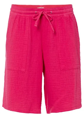 Bermudas de muselina con cinturilla cómoda y bolsillos Rosa oscuro