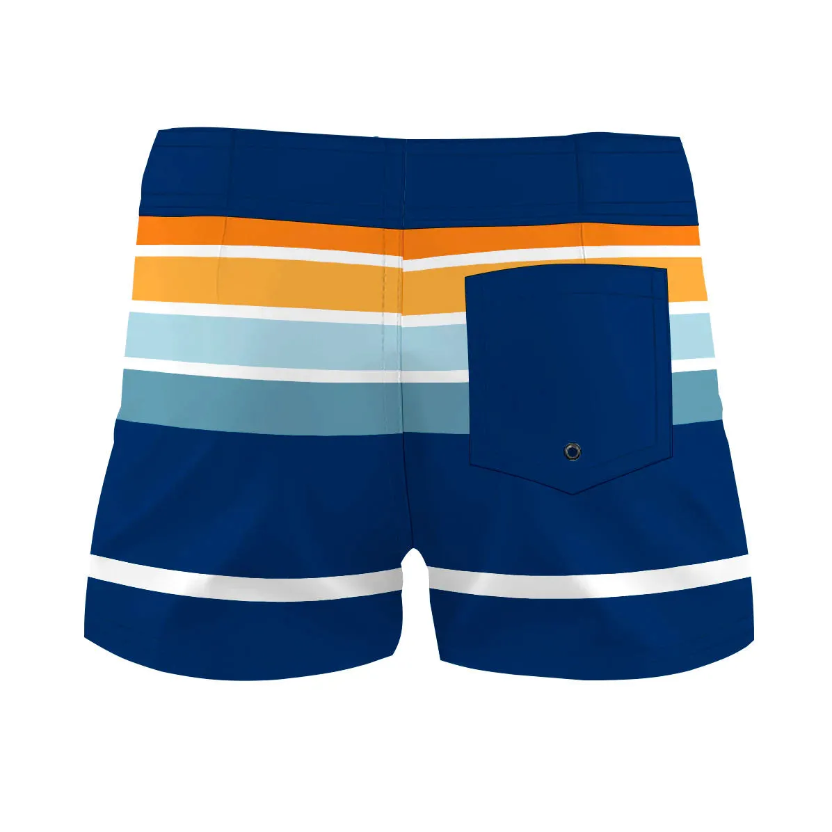 Blue & Orange Stripes Women Board Shorts