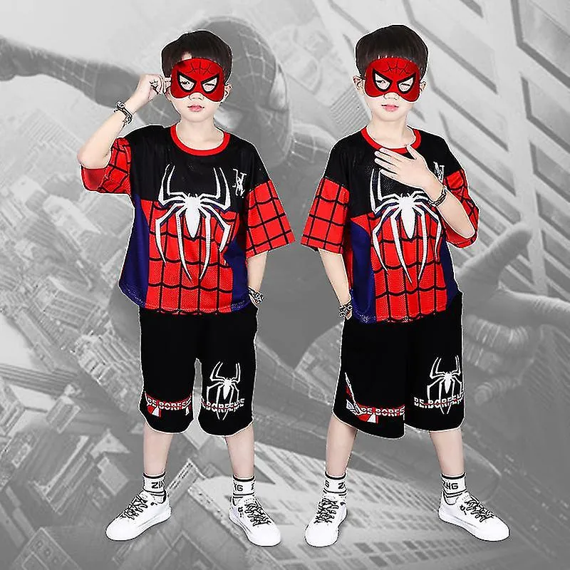 Boys Spider-man Short Sleeve T-shirt + Shorts Summer Outfit Set Kids Clothes 4-9 Years S