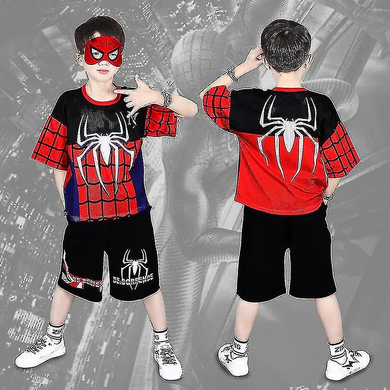 Boys Spider-man Short Sleeve T-shirt + Shorts Summer Outfit Set Kids Clothes 4-9 Years