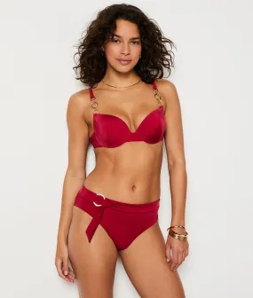 Braguita bikini talle alto, detalle joya BABA BORDEAUX GRENAT - ETAM