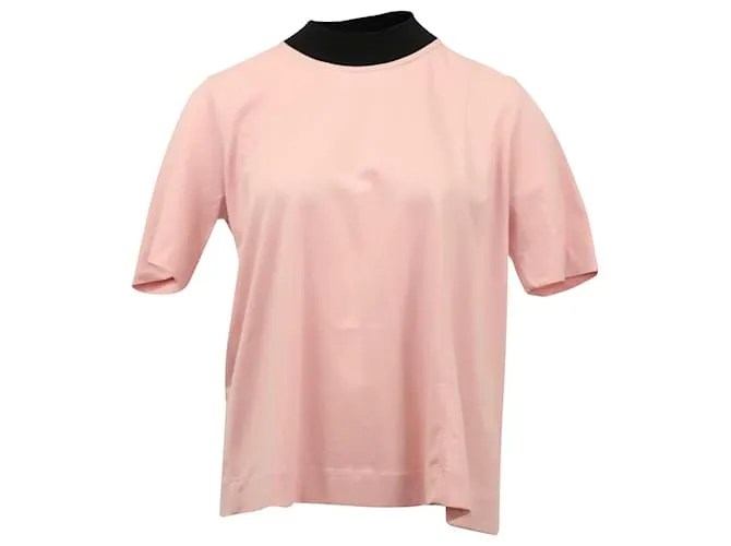 Camiseta Marni De Jersey Con Cuello De Canalé Negro De Algodón Rosa 