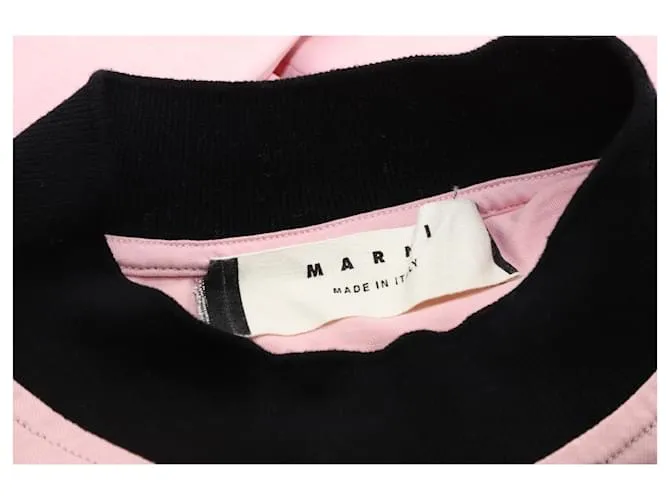 Camiseta Marni De Jersey Con Cuello De Canalé Negro De Algodón Rosa 