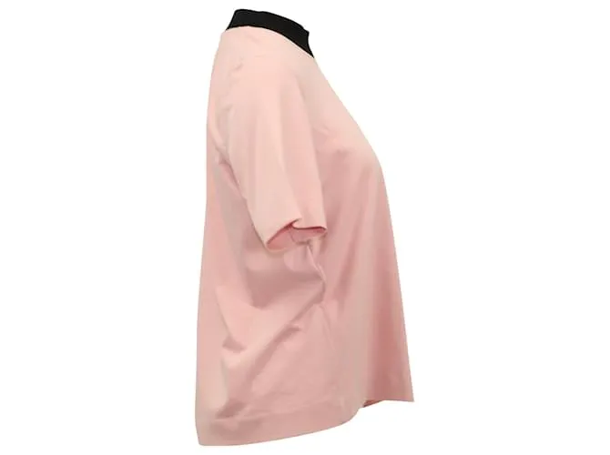 Camiseta Marni De Jersey Con Cuello De Canalé Negro De Algodón Rosa 