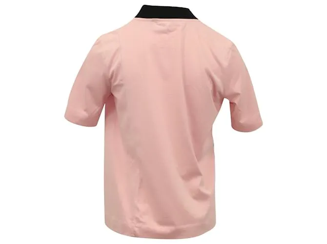 Camiseta Marni De Jersey Con Cuello De Canalé Negro De Algodón Rosa 