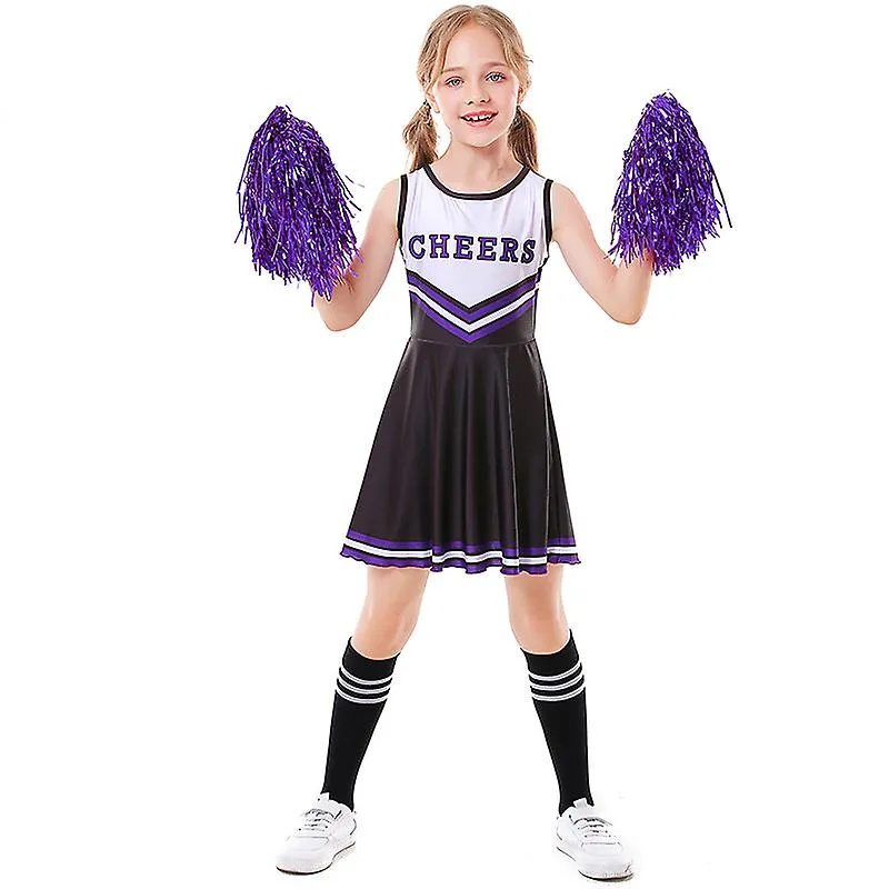 Children's Cheerleading Uniform Five-color  Sleeveless Football Baby Cheerleading Skirt Women's Socks + Lala Flowers