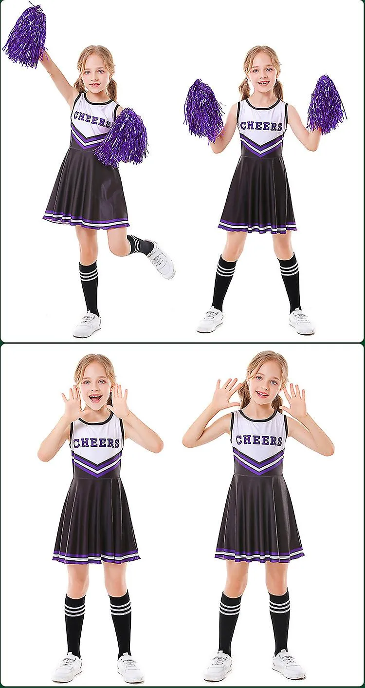 Children's Cheerleading Uniform Five-color  Sleeveless Football Baby Cheerleading Skirt Women's Socks + Lala Flowers