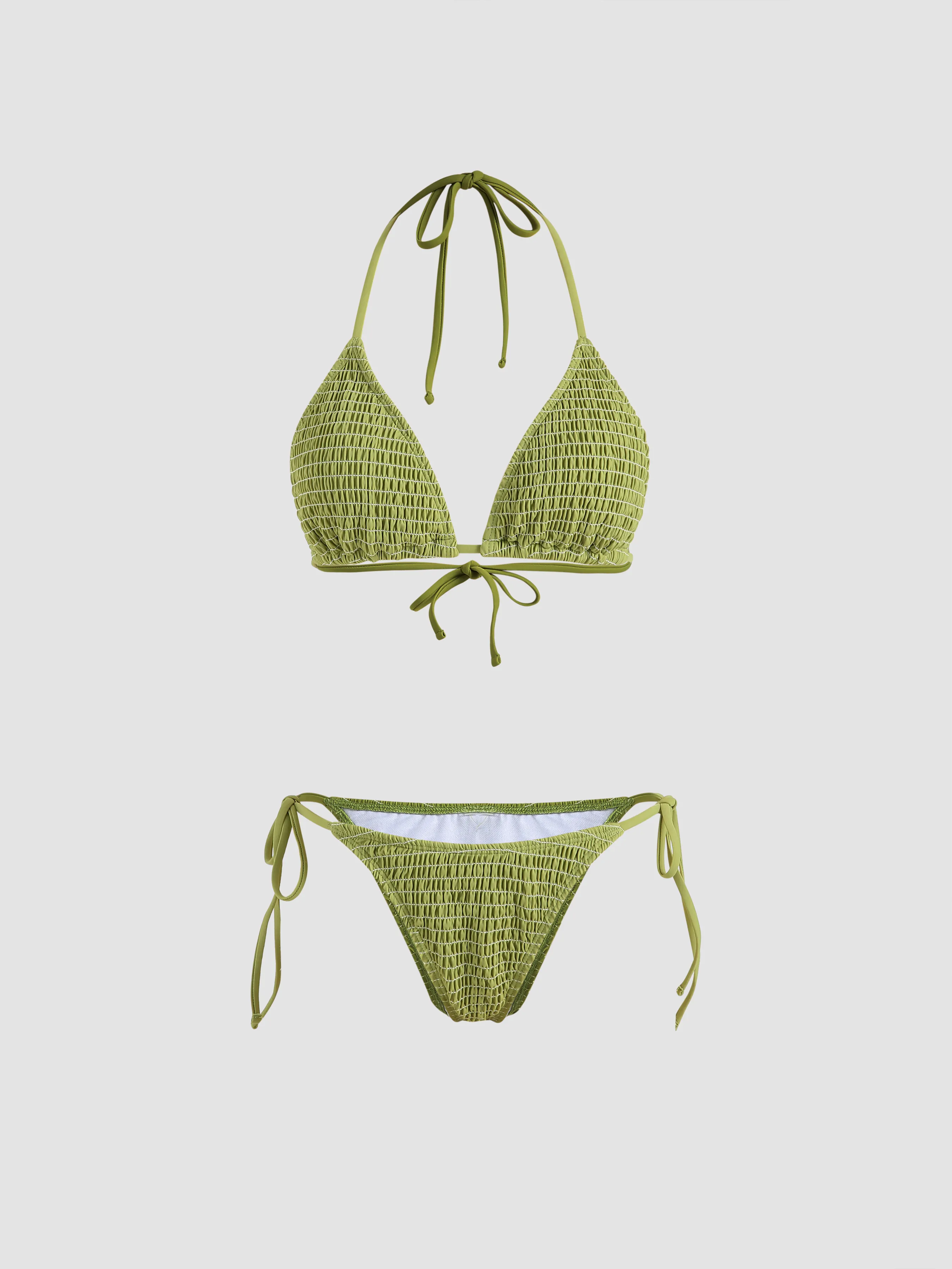  Conjunto de Bikini Triangular Fruncido Sólido