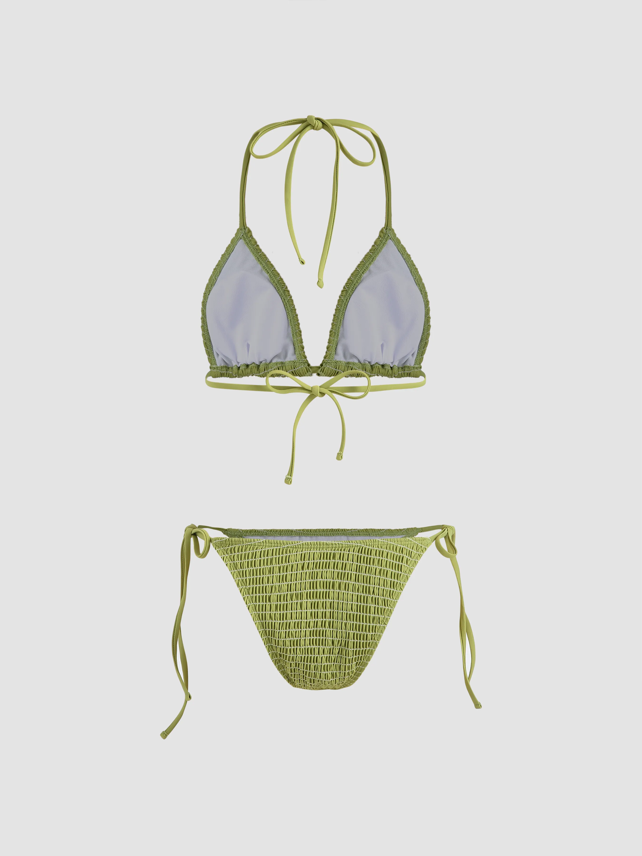  Conjunto de Bikini Triangular Fruncido Sólido