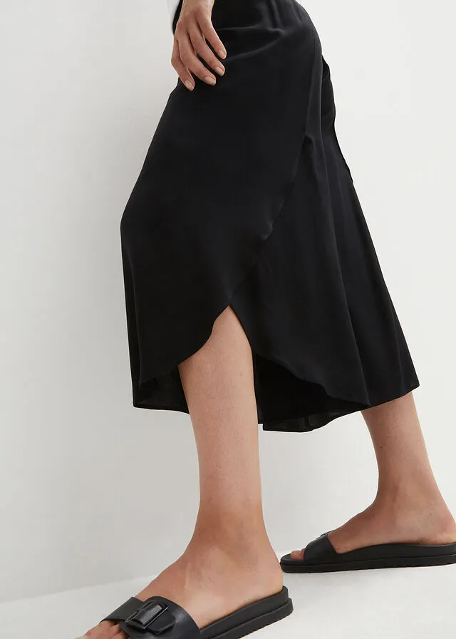 Culotte hasta la pantorrilla con cinturilla cómoda Negro