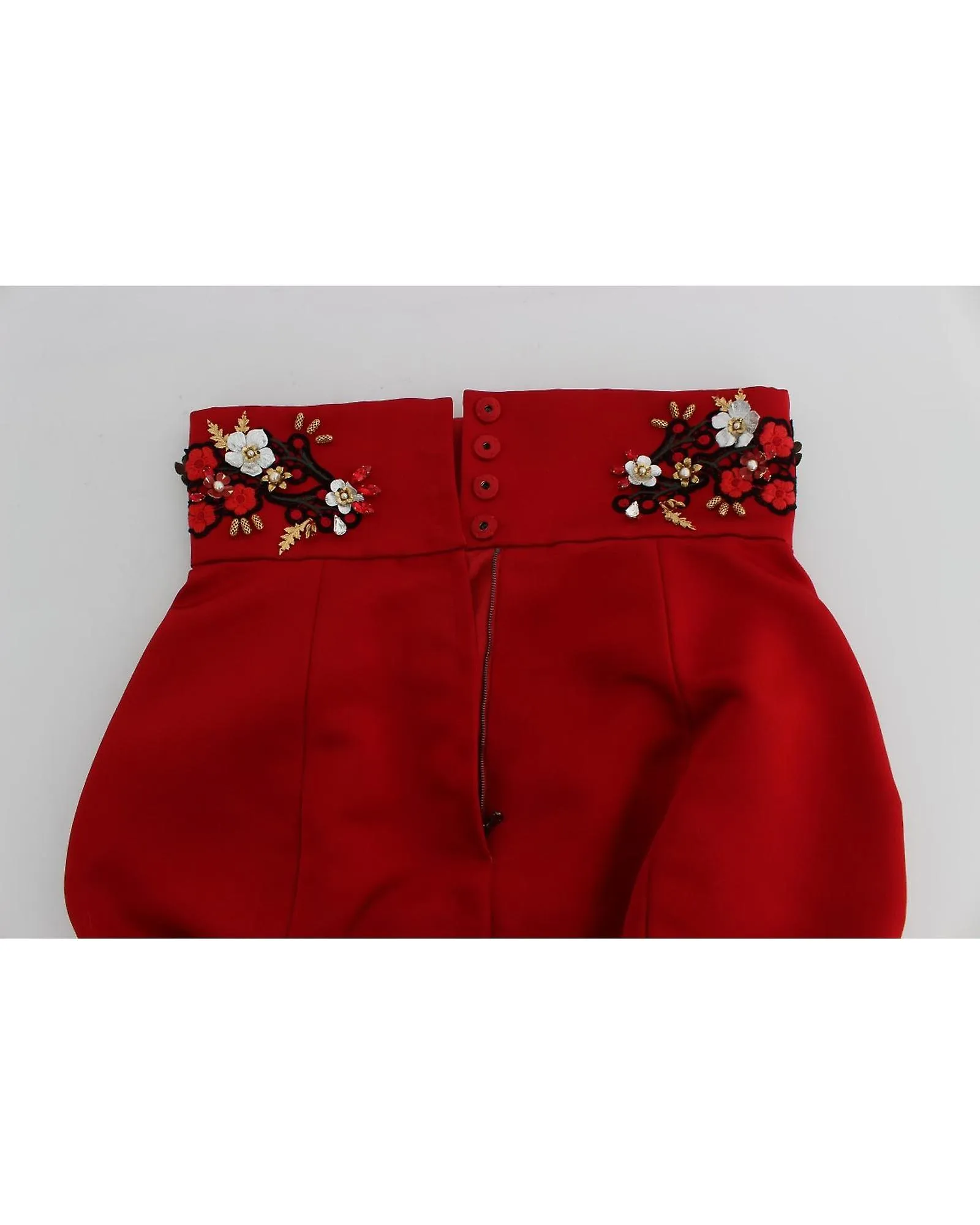 Dolce & Gabbana Silk Crystal Roses Embroidered High Waist Mini Shorts