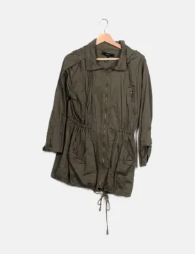 Forever 21 Parka verde cintura fruncida