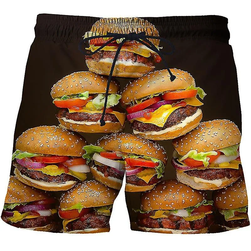 French Fries Shorts Chips Hamburg 3d Surfing Board Short Kids Beach Shorts Men Trunk Masculina Swimming Trunks Sports Briefs Boy