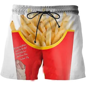 French Fries Shorts Chips Hamburg 3d Surfing Board Short Kids Beach Shorts Men Trunk Masculina Swimming Trunks Sports Briefs Boy