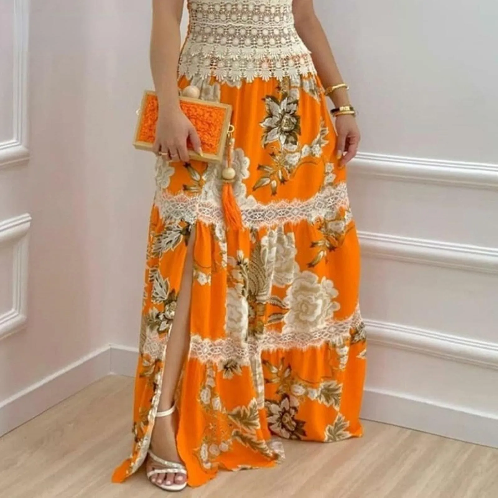 Girl Spring Sleeveless Long Dress No Fading And Non-sticky Skirt For Dinner Party Ball Banquet Wear