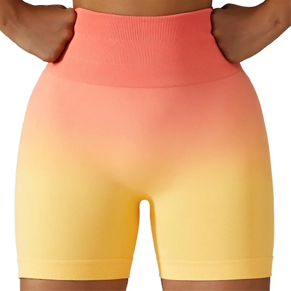 Gradient Seamless Gym Pants Butt Lift Slim-fit Shorts Abrasion Resistant High Waist Pants