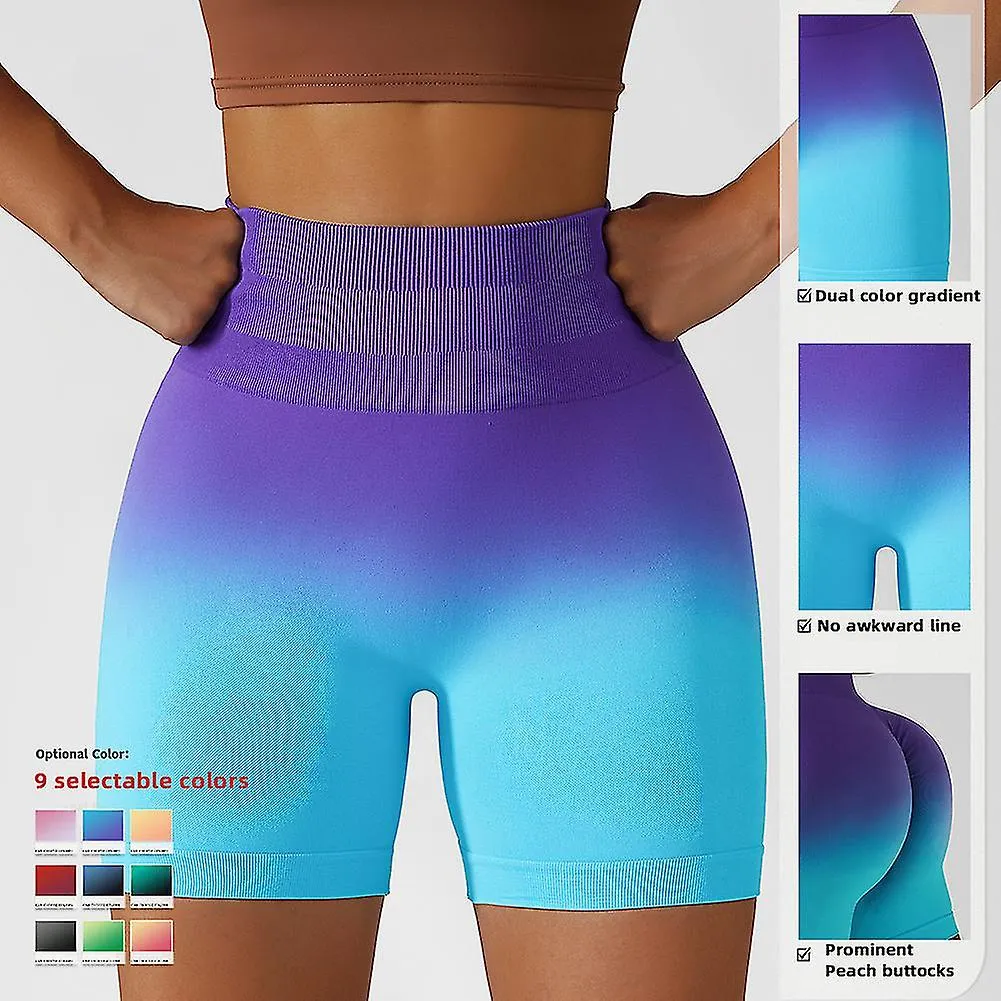 Gradient Seamless Gym Pants Butt Lift Slim-fit Shorts Abrasion Resistant High Waist Pants