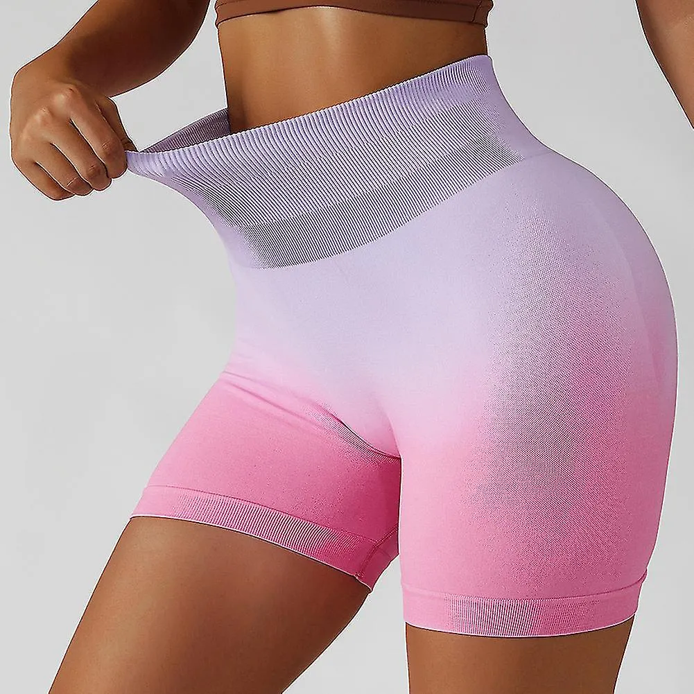 Gradient Seamless Gym Pants Butt Lift Slim-fit Shorts Abrasion Resistant High Waist Pants