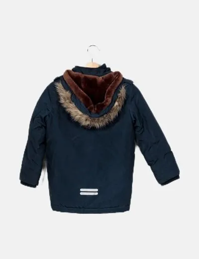 H&M Parka azul marina detalle parche