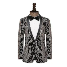 Hombre Sequin Chaqueta Traje Blazer Prom Slim Fit Tuxedo Blazer