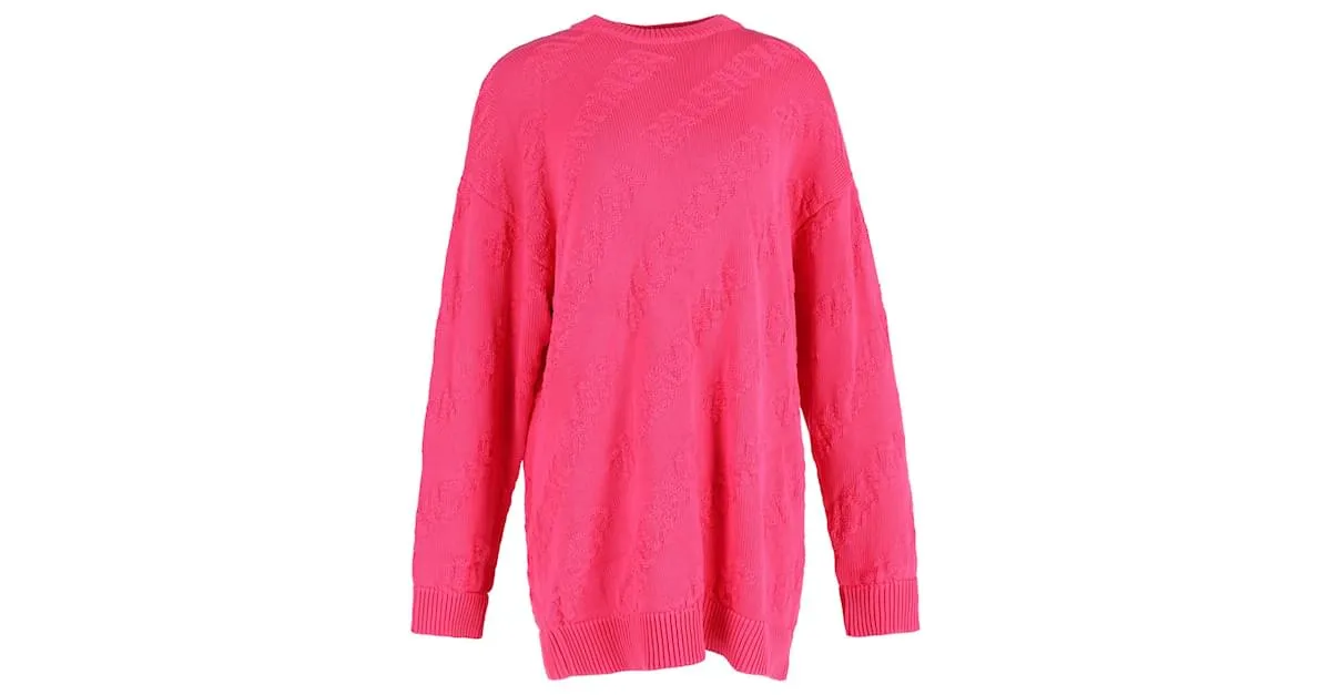 Jersey con cuello redondo y logo texturizado de Balenciaga en algodón rosa Castaño 