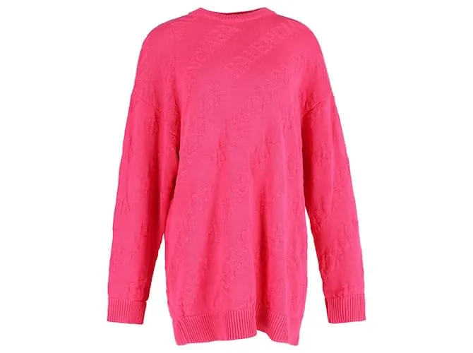 Jersey con cuello redondo y logo texturizado de Balenciaga en algodón rosa Castaño 