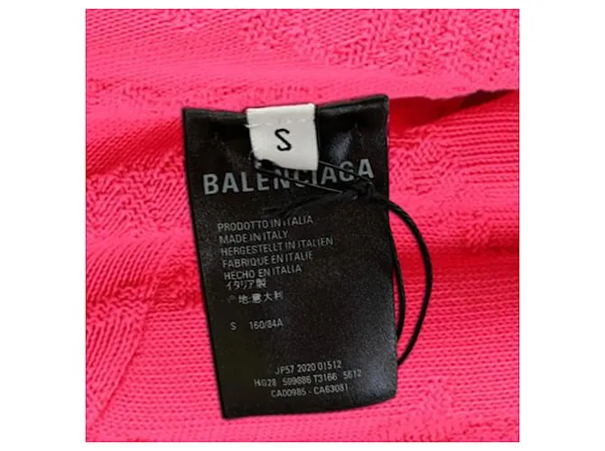 Jersey con cuello redondo y logo texturizado de Balenciaga en algodón rosa Castaño 