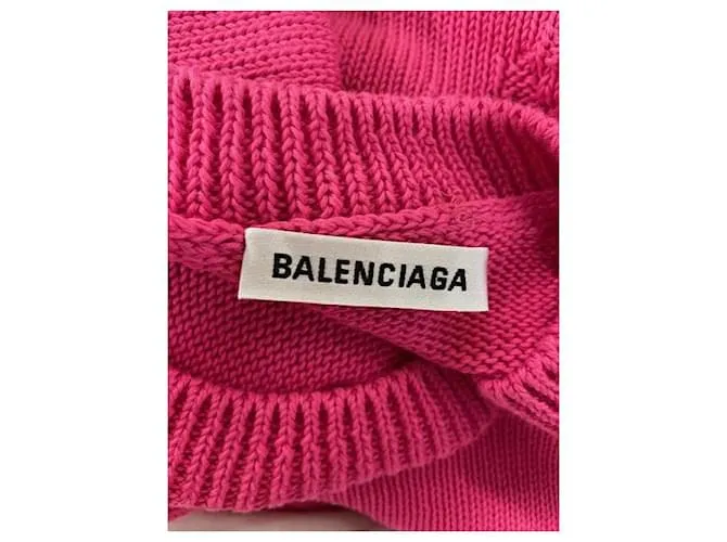 Jersey con cuello redondo y logo texturizado de Balenciaga en algodón rosa Castaño 