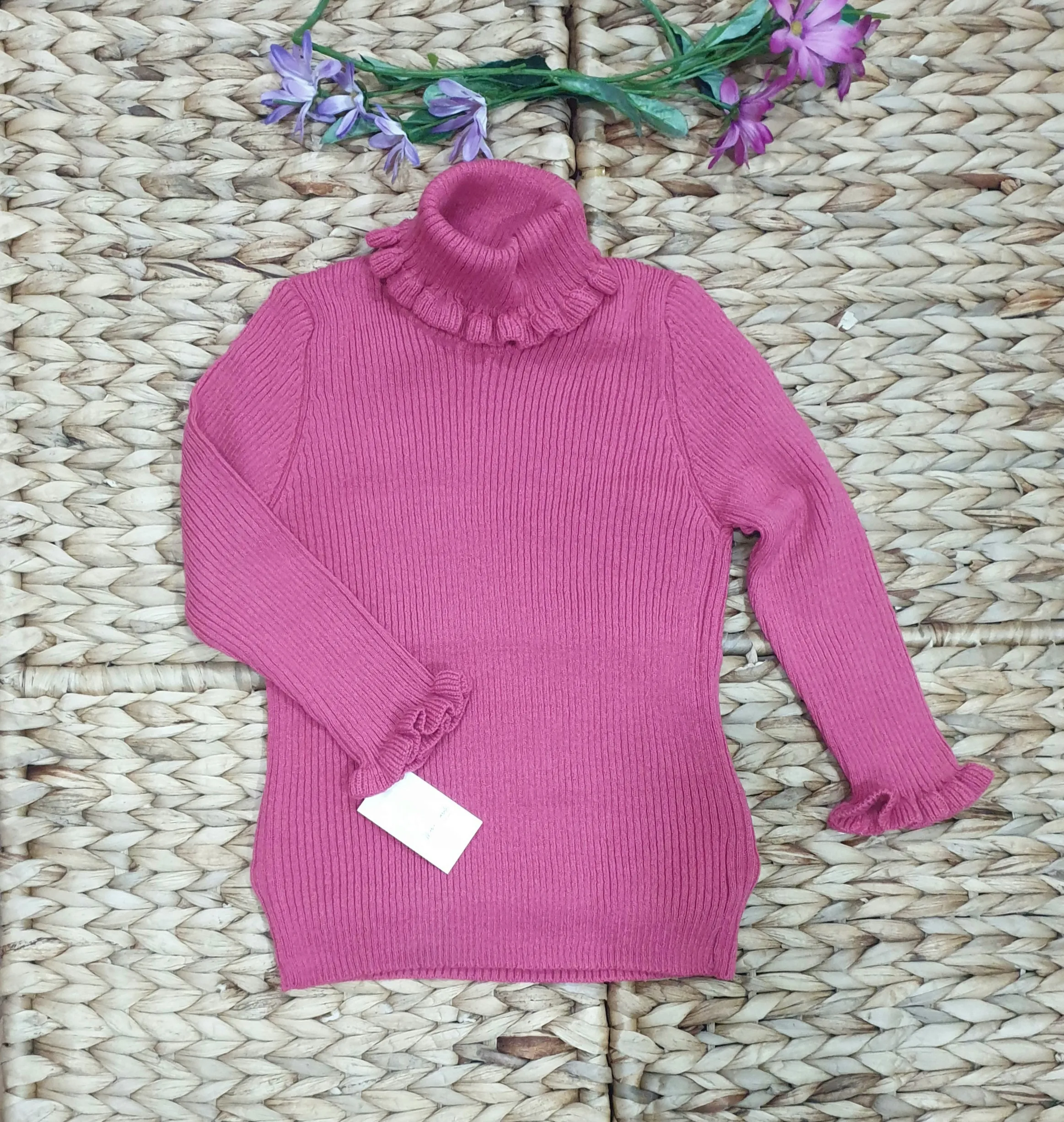 Jersey Cuello Vuelto canalé R440211 fucsia