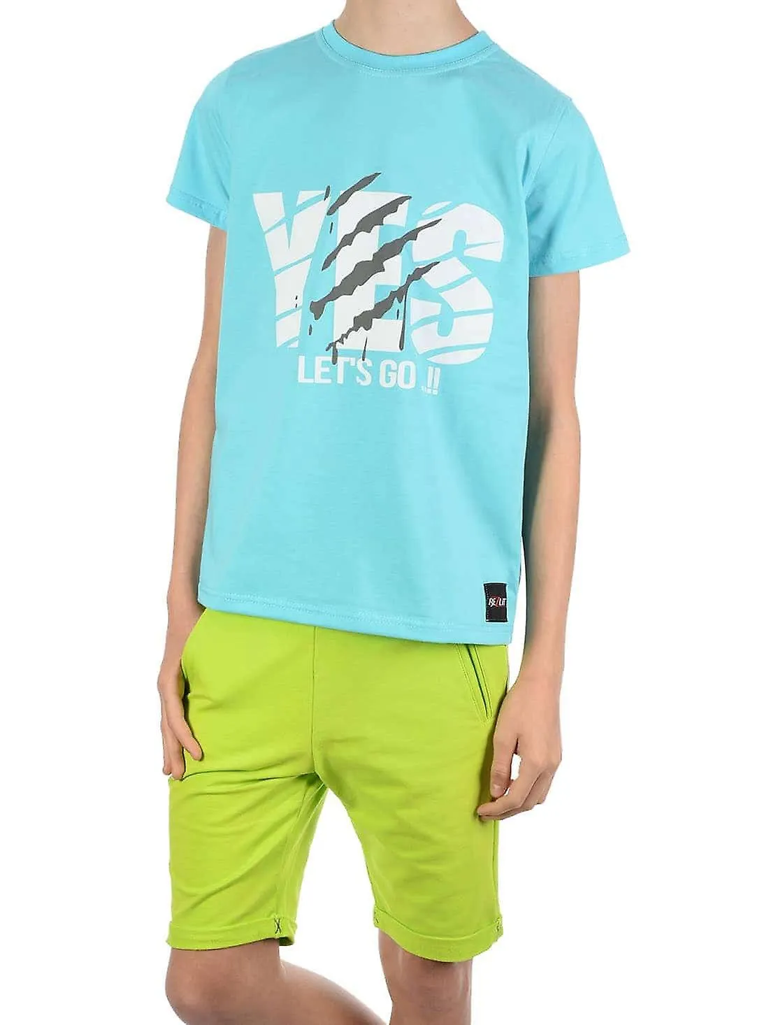 Jungen Sommer Set T-Shirt YES und Stoff Shorts