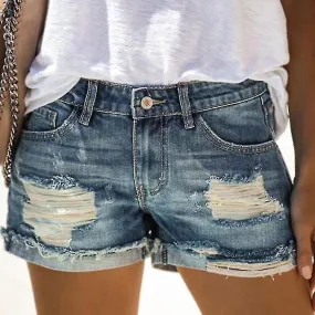 Ladies Frayed Ripped Jeans Denim Shorts Hot Pants Bot