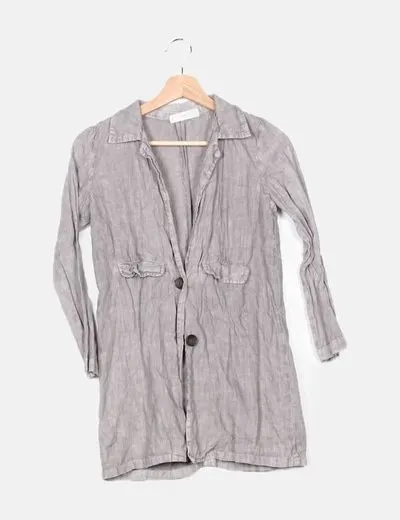 Mango Blazer gris texturizado