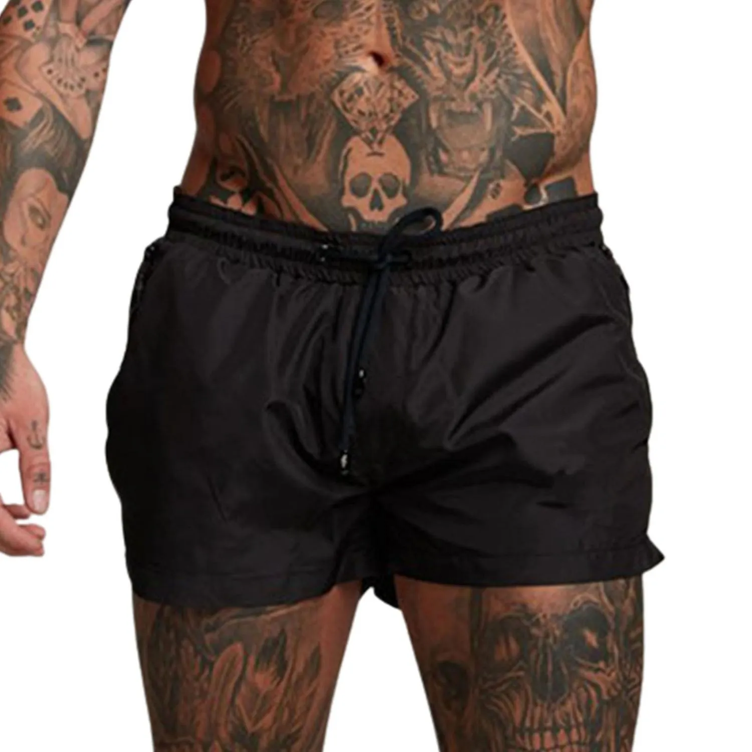 Men Shorts with Zip Pockets Skin-friendly Comfortable Mens Swimsuit Sexy Swimwear for Sport