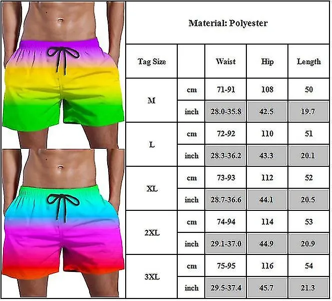 Mens Gradient Color Beach Pants Lgbt Gay Pride Rainbow Elastic Waist Drawstring Shorts Summer Holiday Swim Trunks