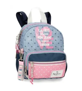 Mochila de paseo Pepe Jeans Noni denim 23 cm azul, rosa