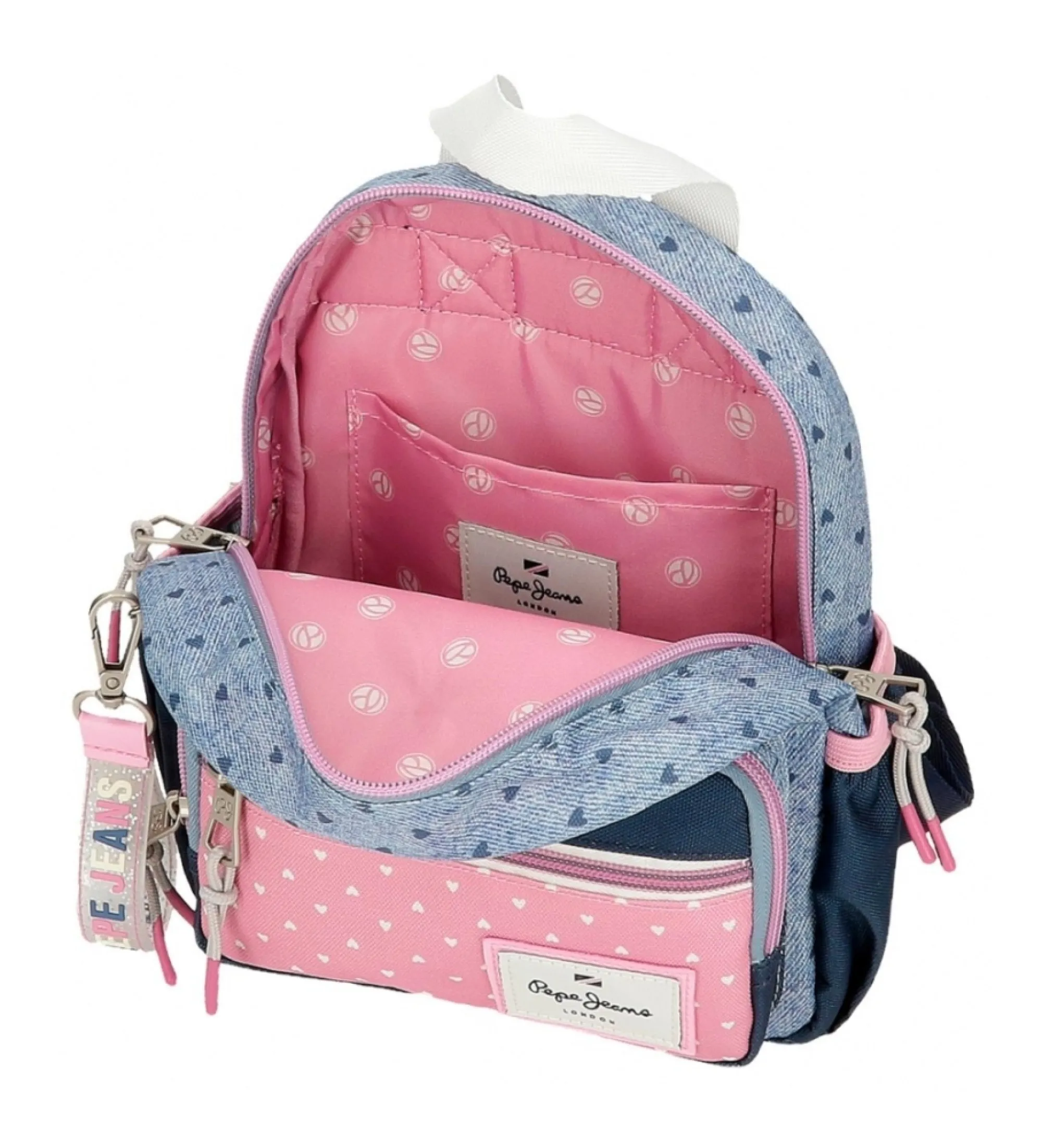 Mochila de paseo Pepe Jeans Noni denim 23 cm azul, rosa