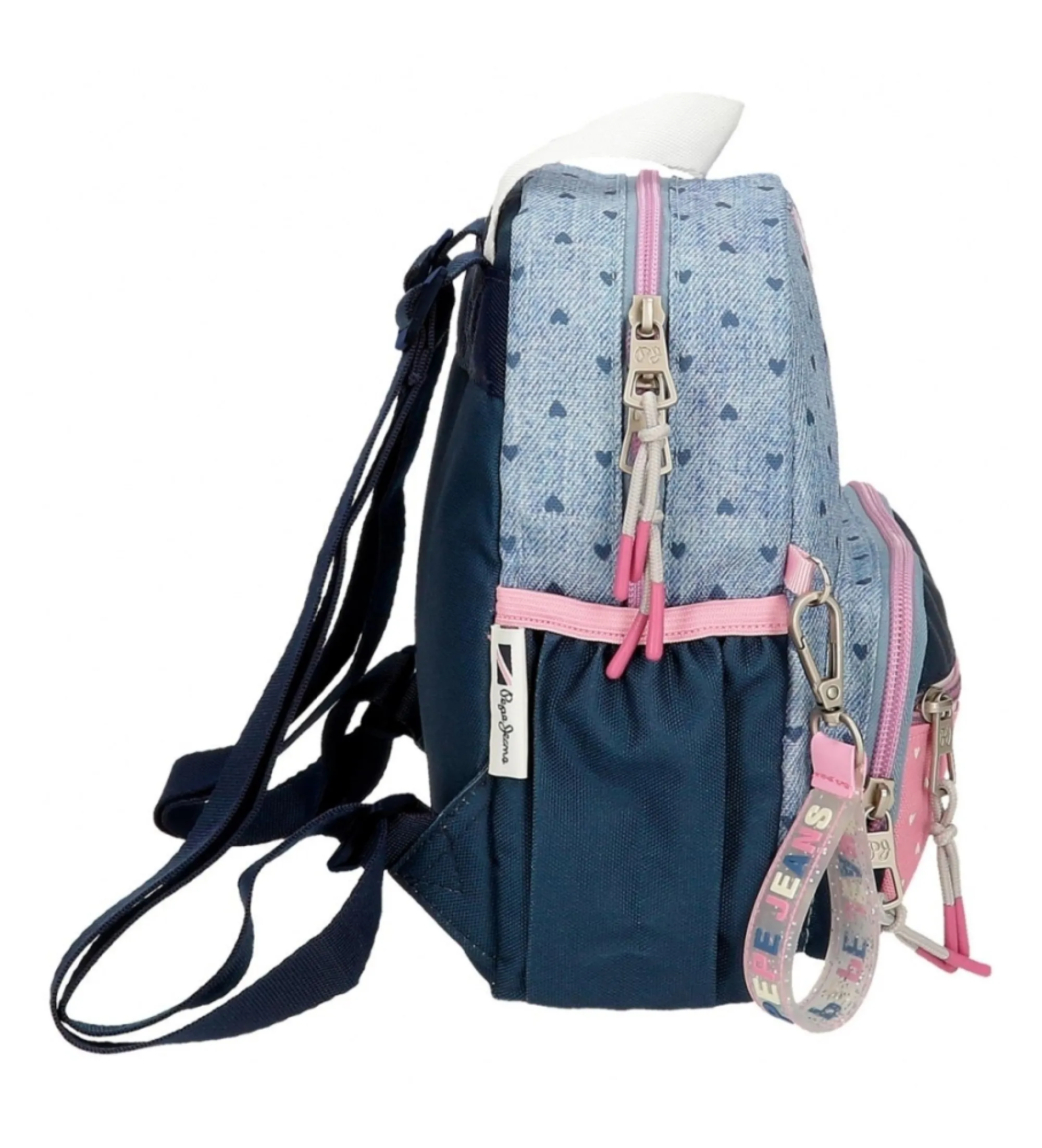 Mochila de paseo Pepe Jeans Noni denim 23 cm azul, rosa