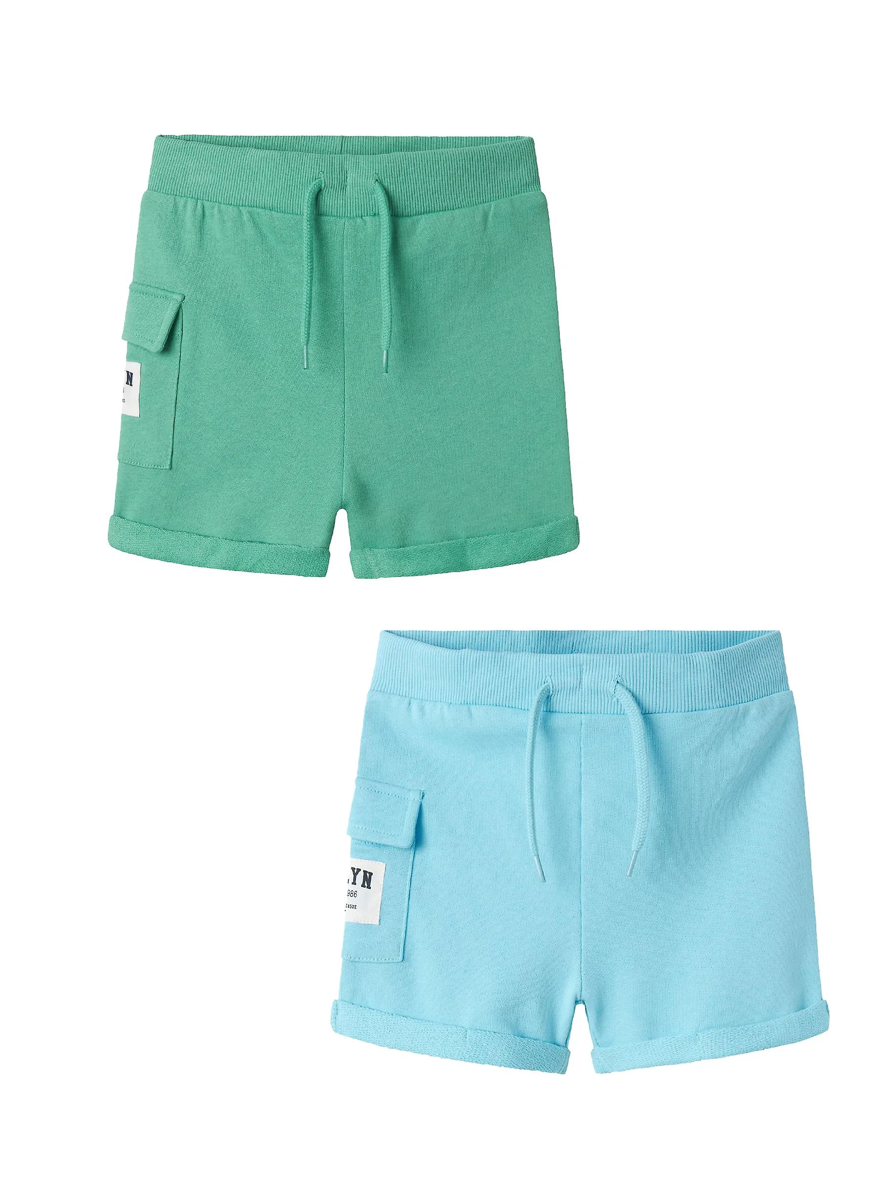 NAME IT Jungen Shorts 2er-Set elastischer Bund Kordelzug Baumwollshorts Kinder