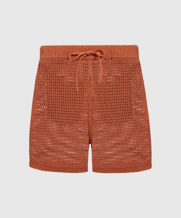 Nanushka Brown openwork Jael shorts