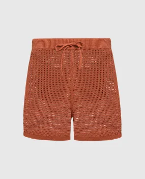 Nanushka Brown openwork Jael shorts