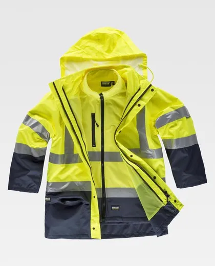 Parka 4 en 1 alta visibilidad con softshell Marino Amarillo