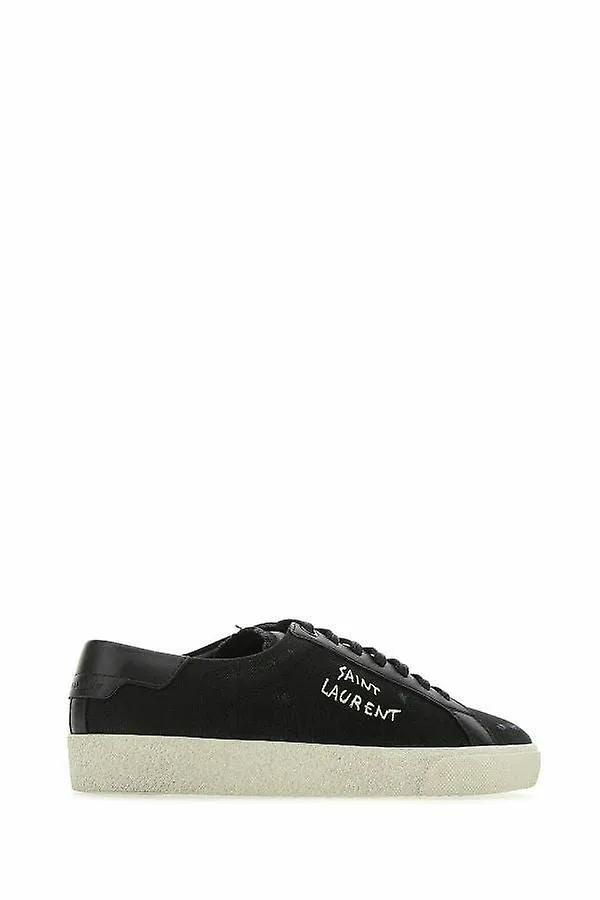 Saint laurent schlichte low-top-sneakers aus schwarzem canvas und leder