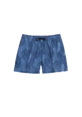 SHORT BOARDSHORT PARKA FEATHERS HOJAS AZULES