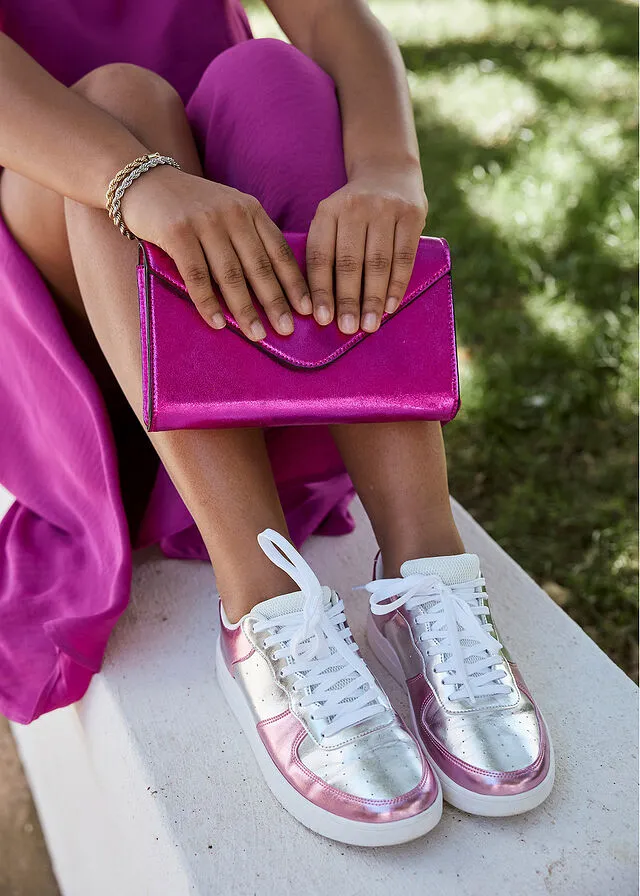 Sneakers bajos con plataforma Blanco-rosa pálido